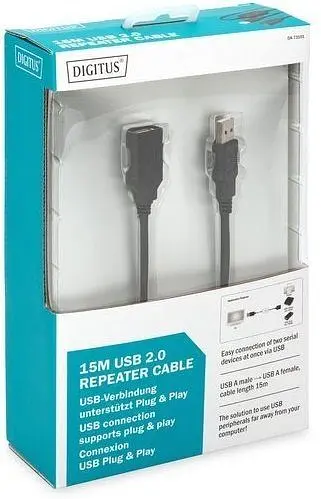 Активний подовжувач із чіпом USB AM-AF Digitus 15m black - фото 3