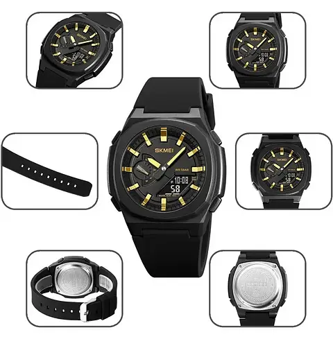 Годинник чоловічий наручний Skmei 2091 (Чорний/Золото/Чорний) - фото 4