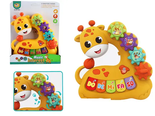 Пианино детское "Жираф" 18х18х5см, шестеренки, музыка, свет 855-186D