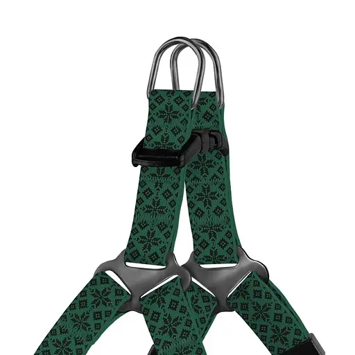 Шлея для собак Барксі Urban патріотична Вишиванка зелен - фото 2