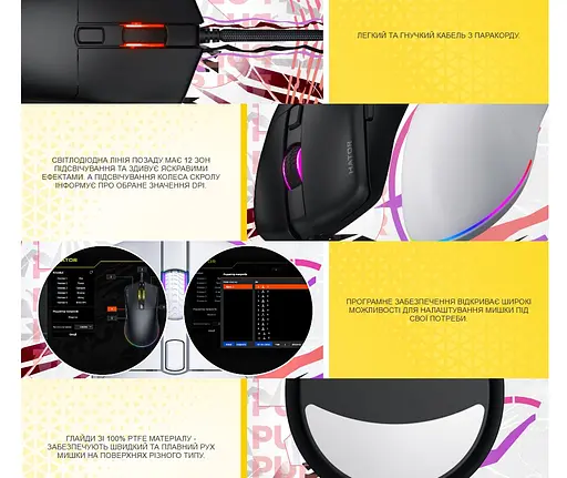 Игровая мышь HATOR HTM-611 Pulsar3 USB ESports Gaming 12000dpi 35G White - фото 8