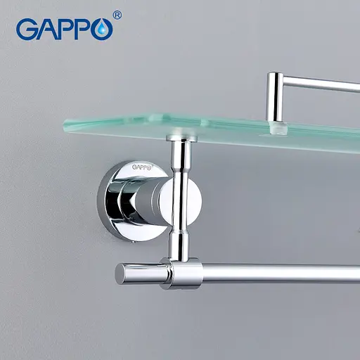 Полка с держателем для полотенец Gappo G1807-4, 580x120 мм, Хром - фото 3
