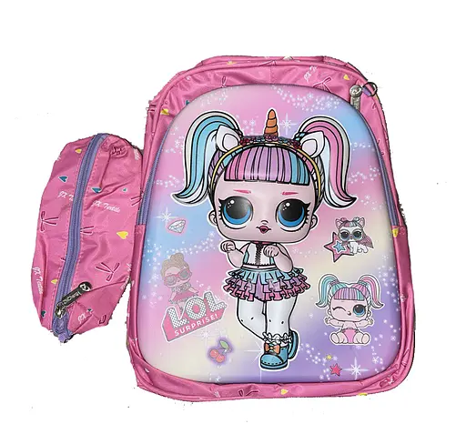Рюкзак C 65139 пластикова вставка, пенал, регульовані лямки, 2 відділи, в пакеті (6900067651396) Лол рожевий Вид 2 - фото 1