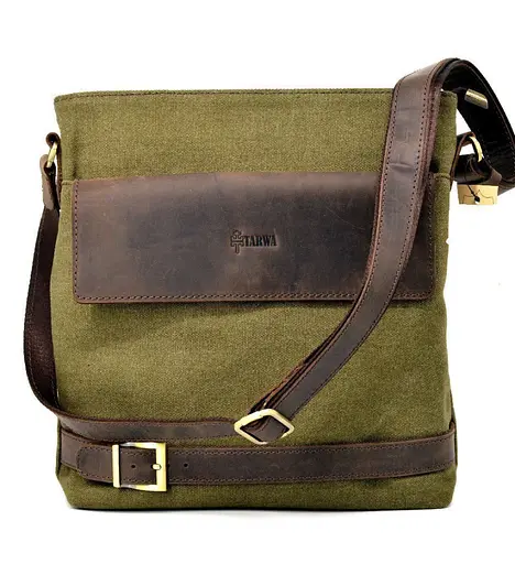Чоловіча шкіряна сумка через плече TARWA 29х27х8.5 см sum0025866 - фото 2