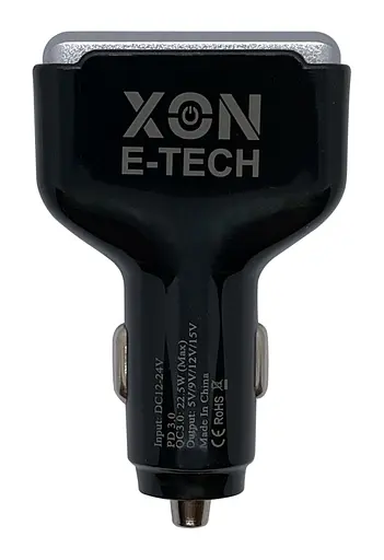 Автомобильное зарядное устройство XON MaxCharge Type-C 75W (Type-C PD30 + 2 x Type-A 15V/1.5A) Black (CM2A1C75WB 3517) - фото 5