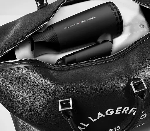 Фен Rowenta Karl Lagerfeld Express Style дорожный, 1600 Вт, 2 режима, холодный обдув, складная ручка, черный - фото 9