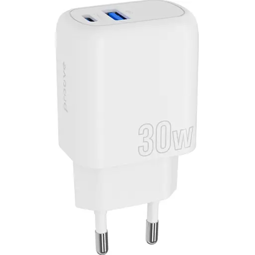 Мережевий зарядний пристрій Proove Silicone Power Plus 30W Type-C + USB White (WCSP3011002) [130282]