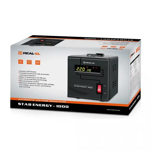 Стабилизатор напряжения Real-El STAB ENERGY-1000 (EL122400012) - фото 7