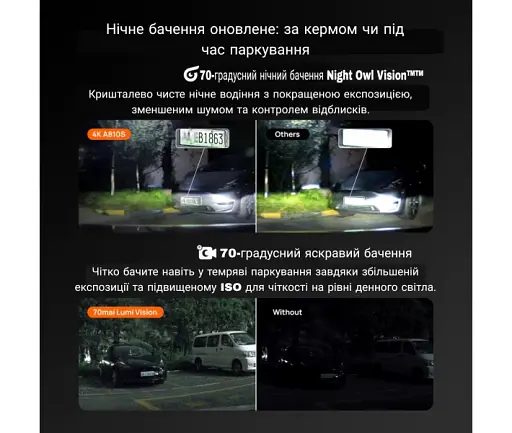 Автомобільний відеореєстратор 70mai Dash Cam 4K A810S-випуск - фото 3
