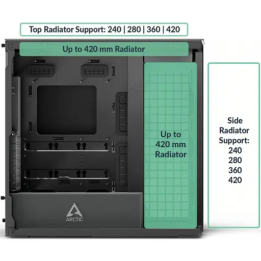 Корпус Arctic Xtender Mirror Black (ACPCC00018A) без блока питания - фото 14