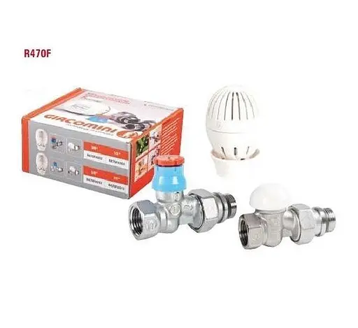 Комплект для радіаторів прямий Giacomini R470FX013 з двома кранами і термоголовкою 1/2" 30412 - фото 4