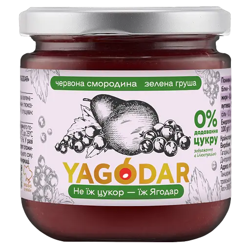 Джем без сахара Yagodar Красная смородина с грушей 210 г