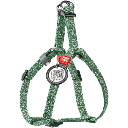 Шлея для котів та дрібних порід собак Waudog Re-cotton з відновленої бавовни та QR паспортом, світловідбиваюча