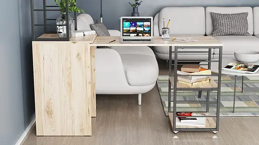 Стіл-тумба трансформер Смарт 3/1 з етажеркою Ferrum-decor 1430x1450x500 Чорний метал ДСП Дуб Сан-Марино 16 мм (FRD-105110) - фото 10