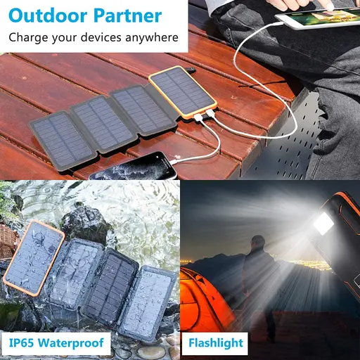 Портативна батарея Power Bank 25000mAh + Solare S025 сонячний заряд - фото 9