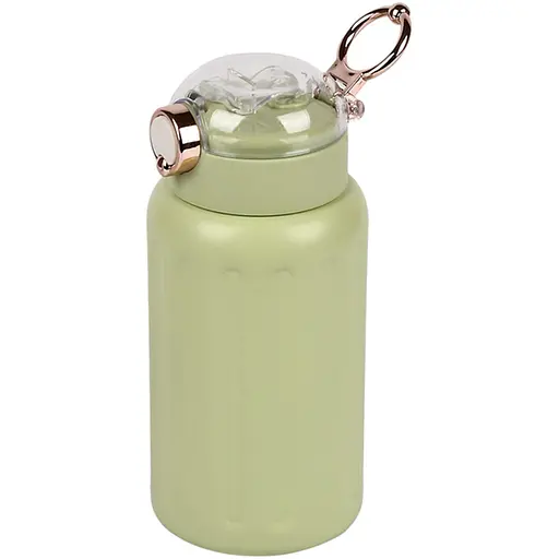 Термос-поїлка Stenson MT-5351 з ручкою та трубочкою на кнопці 500 мл Салатовий - фото 1