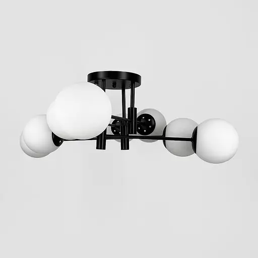 Стельова чорна люстра на 8 білих плафонів Ø 80 см | Line F | Арт. 81188/8 BK+BK+WT - фото 3