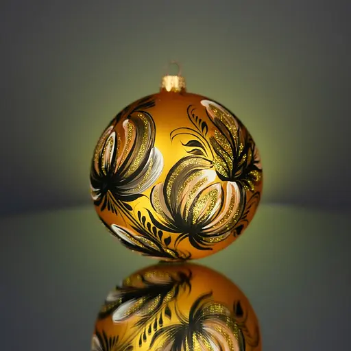 Набір ялинкових прикрас Різдвяні історії Петриківка золотий скло (4820001165425) - фото 5