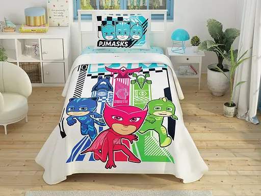 Постільна білизна з покривалом-піке PJ Masks Action / простирадло на резинці Tac pbe0051399 - фото 1