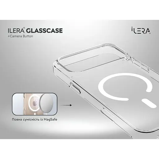 Чехол iLera GlassCase + Camera Button with MagSafe для Apple iPhone 17 Pro Max Transparent ILGCLCa17PrMx (150420) - фото 5