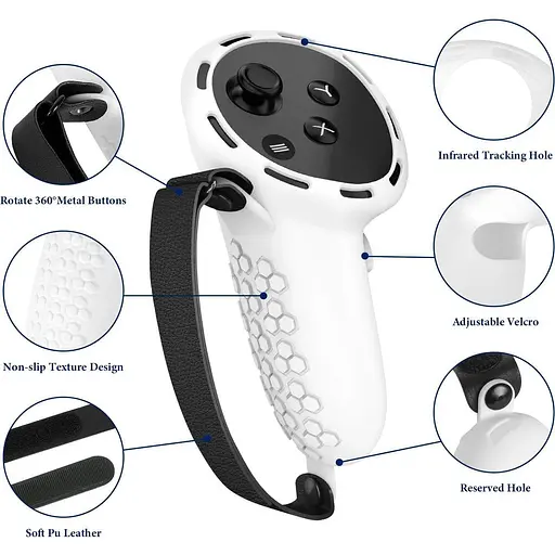 Чехол на контроллеры DK Silicone Controller Protective Case для Meta Quest 3/Quest 3S White [139307] - фото 5