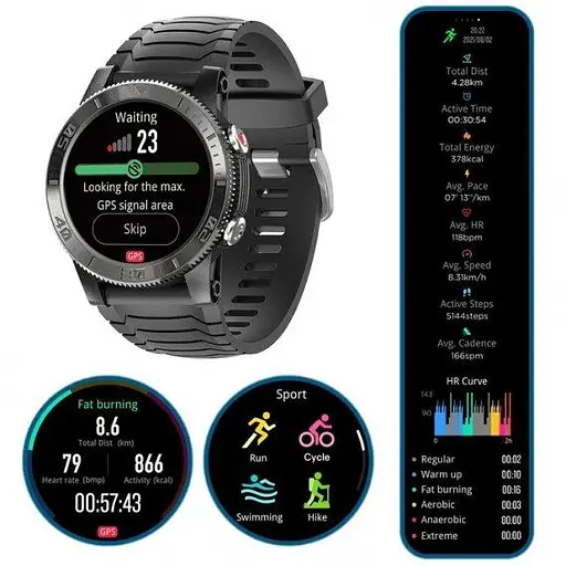 Чоловічий розумний наручний годинник North Edge Xpek з компасом (Чорний) - фото 4