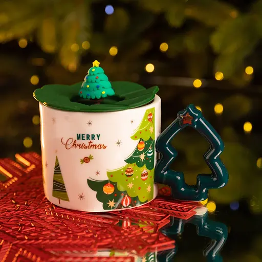 Чашка порцелянова Christmas Tree 400 мл синій  FM-CS-18B - фото 3