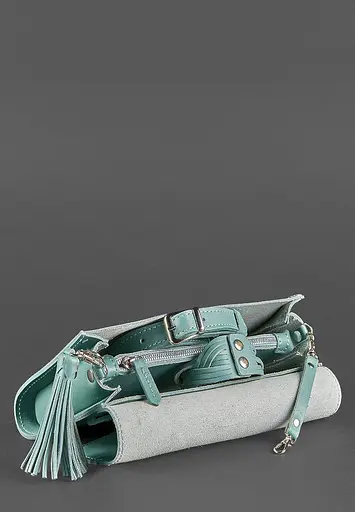 Шкіряна жіноча сумка Еліс бірюзова - фото 6