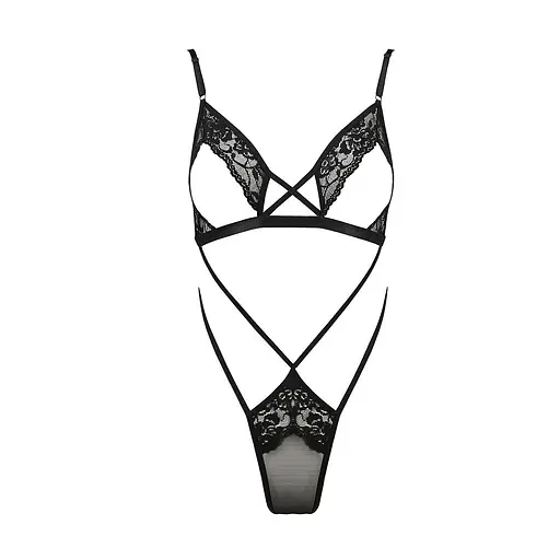 Боді монокіні з відкритими грудьми Passion DIABOLINA Body black L/XL - фото 3