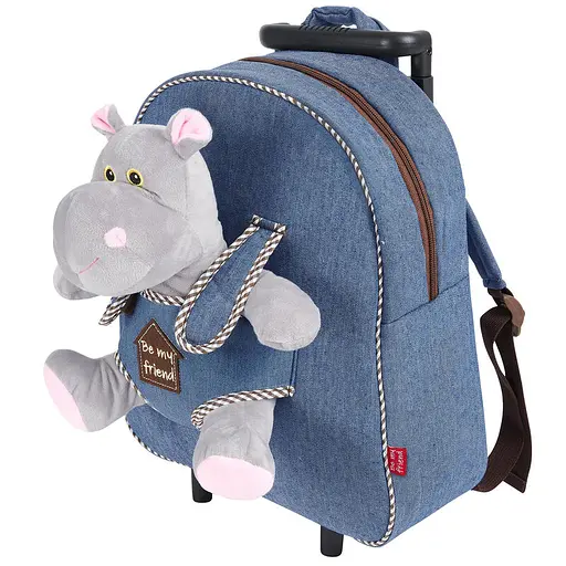 Дитячий рюкзак на колесах Perletti Toys Holly Hippo з м'якою іграшкою (P13074) - фото 2
