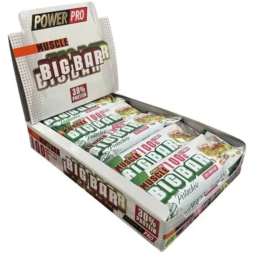 Блок батончиков Power Pro Muscle Big Bar 30% Protein 10 x 100 г Фисташка - фото 1