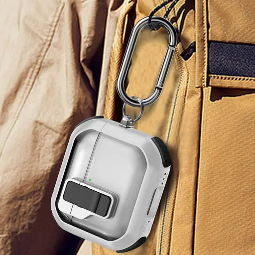 Футляр протиударний Locking Button для навушників Airpods 4 White - фото 6