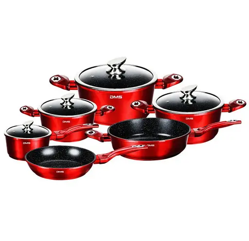 Набір посуду з мармуровим покриттям DMS TSM4015 Червоний - фото 4