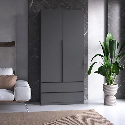 Шкаф для одежды Vays M-30, 2 ящика, со штангой и полками, ЛДСП, 100×50×220 см - для спальни, гостиной, прихожей