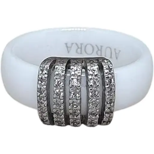 Серебряное кольцо Aurora с керамикой и фианитами. С1120Б