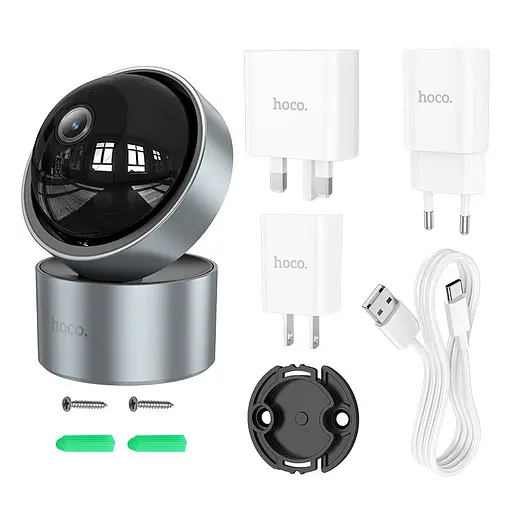 Камера видеонаблюдения Hoco D5 Indoor PTZ HD Silvery gray - фото 2