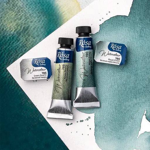 Краска акварельная Зеленый кварц (786) туба 10 мл Rosa Gallery - фото 2