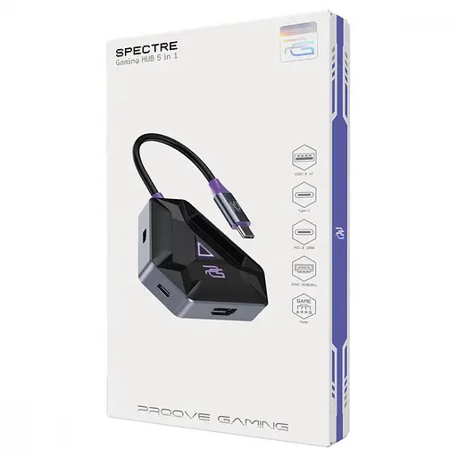 USB-хаб Type-C-хаб Proove Gaming Spectre (2*USB3.0 + Type-C + PD100W + HDMI) темно-серый (HBPG10221205) - фото 3