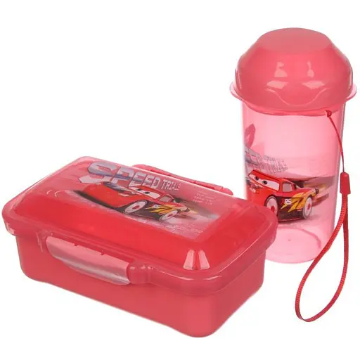 Ланч-бокс детский Laprida Тачка красный пищевой пластик + бутылка 64-21-1905