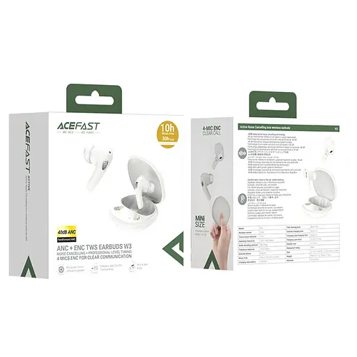 Беспроводные наушники ACEFAST W3 active noise cancelling true wireless earbuds Khaki - фото 2