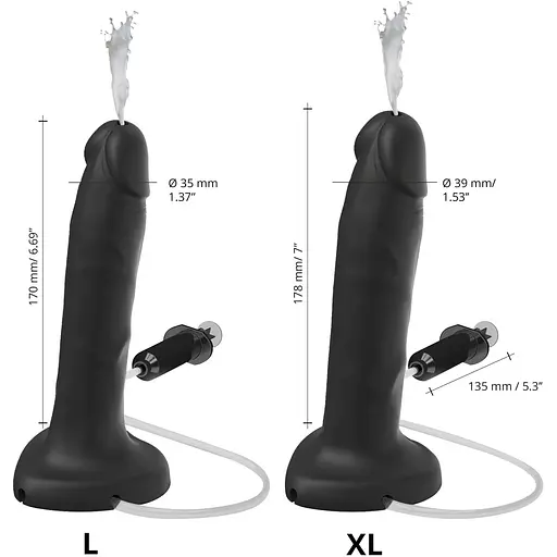 Фалоімітатор, що кінчає Strap-On-Me Squirting Cum Dildo Realistic Black - фото 3