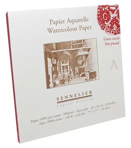 Склейка для акварели Sennelier, 20 листов, горячее прессование, 300 г/м, 20x20 см. - фото 2