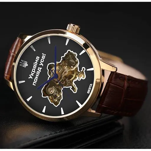Мужские наручные часы Besta Skeleton Gold Black Dial - фото 4