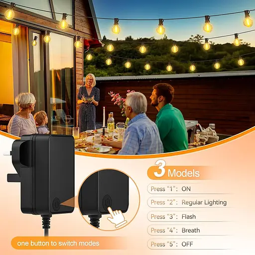 Уличные гирлянды Питание от электросети — G40 Garden Festoon Lights 100FT/30M Dimmable с дистанционным управлением - фото 2