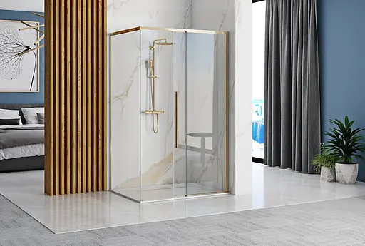 Душова кабіна Rea Solar 90x90 gold REA-K4900, Золотий, Універсальна, прозорий - фото 4