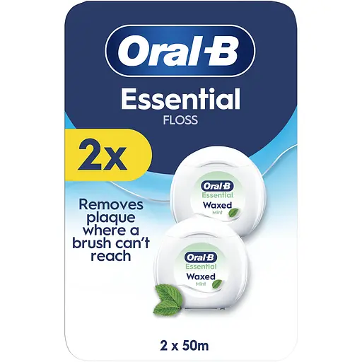 Зубна нитка Oral-B Essential Floss М'ятна Вощена 2x50 м - фото 1