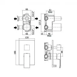 Смеситель для ванны/душа на 2 потребителя Paffoni Elle chrome EL018CR, Хром - фото 2