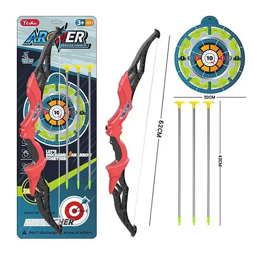 Набор детский игровой, DJ661C, лук, 2 стрелы, мишень