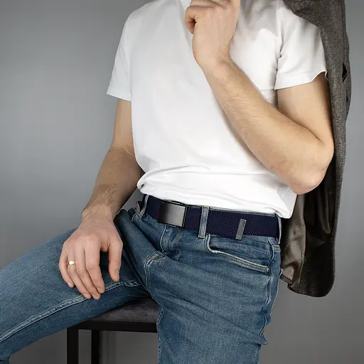 Ремень-резинка мужской на зажиме PS-40023 (115 см) синий плетеный - фото 5