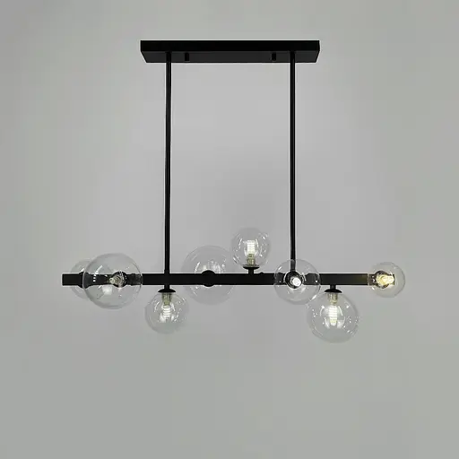 Удлиненная черная люстра-молекула на 8 плафонов 75 см | Ст. AT 32/8L BK+CL | Line F - фото 9